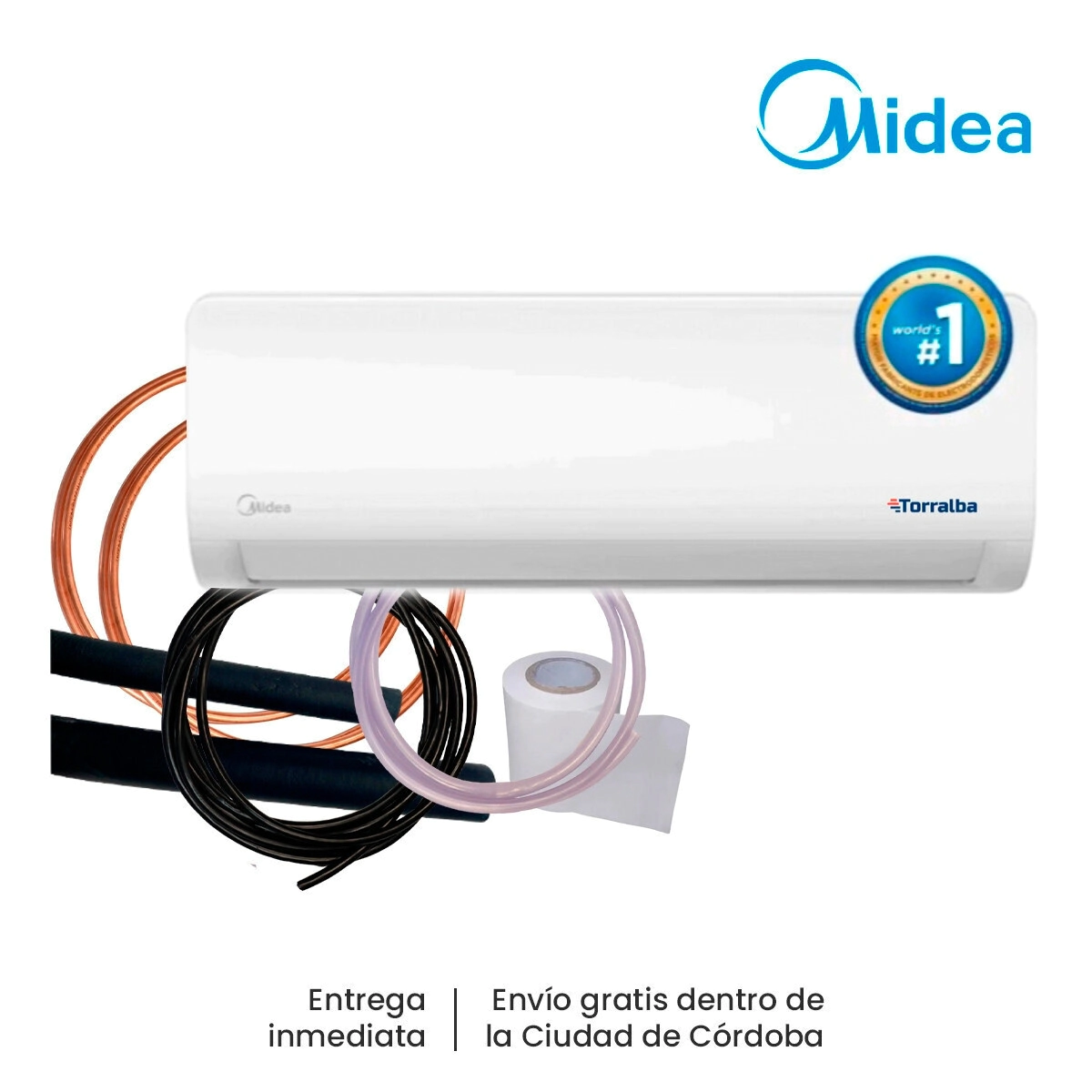 PROMO AA SPLIT CARRIER MIDEA BLANC 5607FR 6520W FRIO CALOR + KIT DE INSTALACION