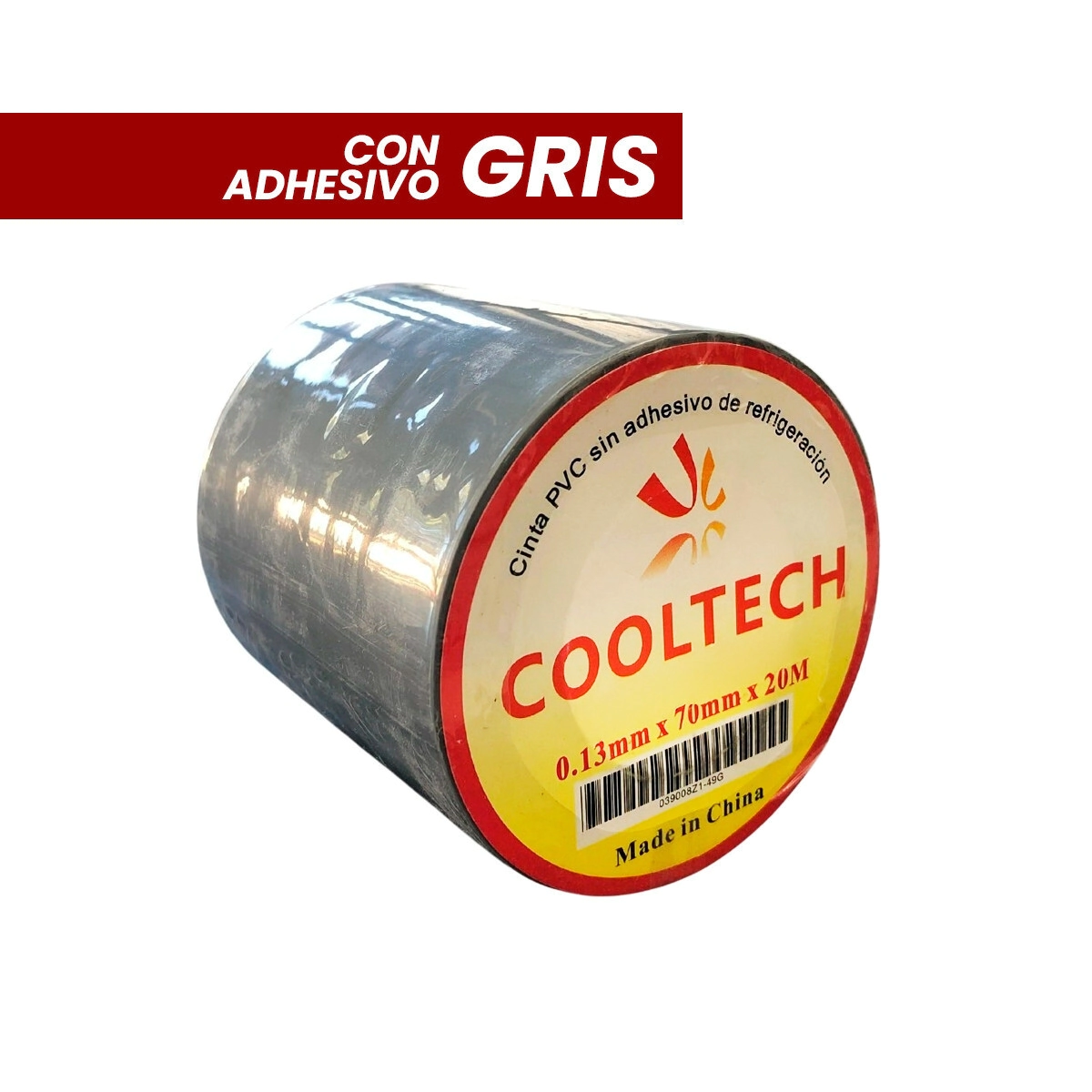 CINTA PVC GRIS COOL TECH CON ADHESIVO 0,13MM X 70MM X 20M