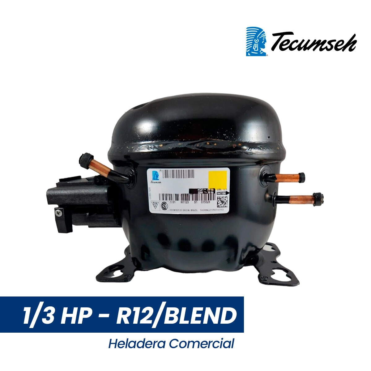 MOTOCOMP. COM. TECUMSEH 1/3 HP R12/BLEND - AE4440A - MOTOR HELADERA COMERCIAL