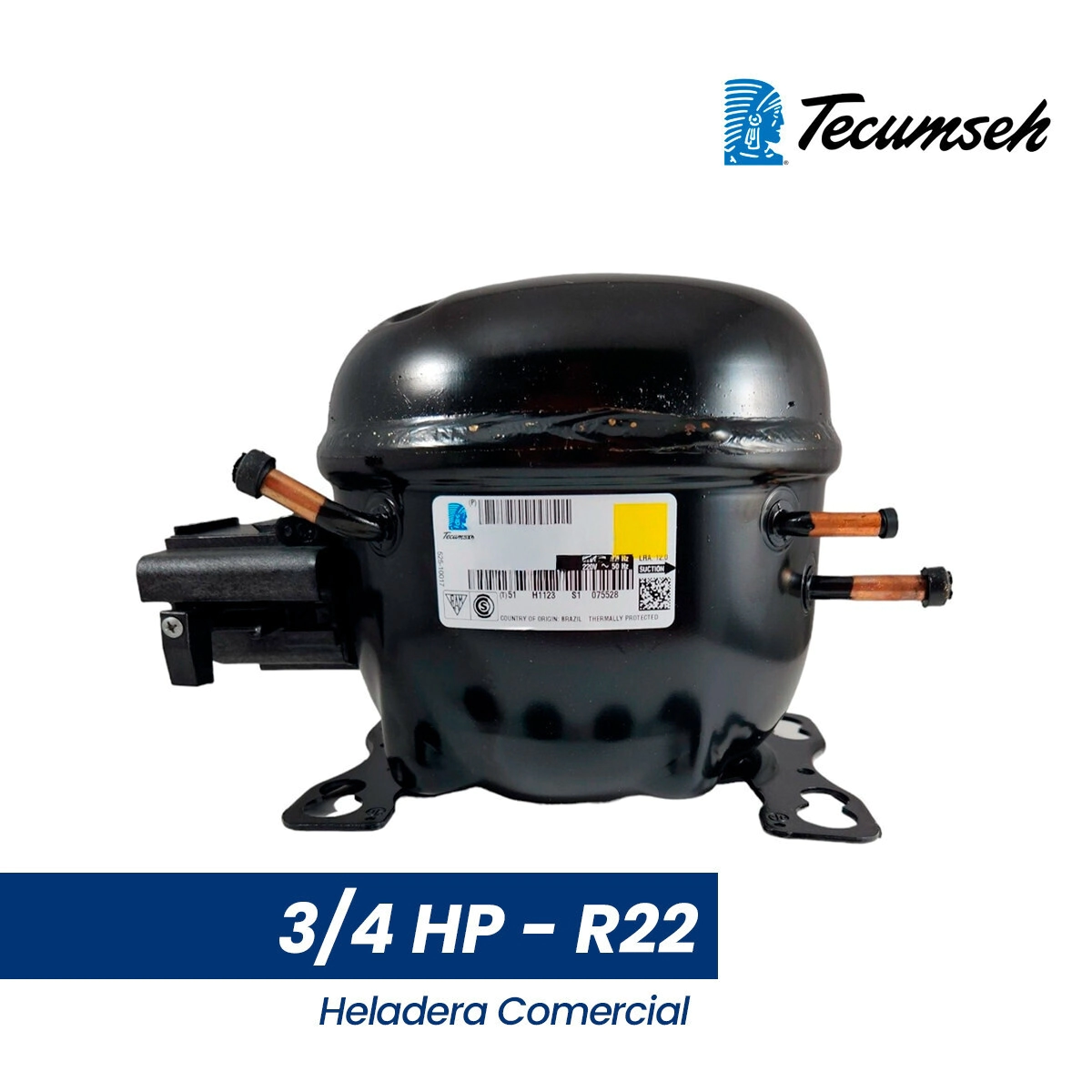 MOTOCOMP. COM. TECUMSEH 3/4 HP R22 - TYA9455 - MOTOR HELADERA COMERCIAL